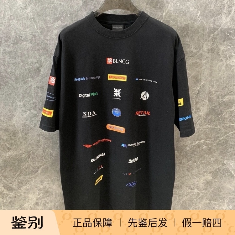 Balenciaga Racing Label Short Sleeve T-Shirt Unisex Loose Fit 764235 Balenciaga Racing Label Short Sleeve T-Shirt Unisex Loose Fit 764235
