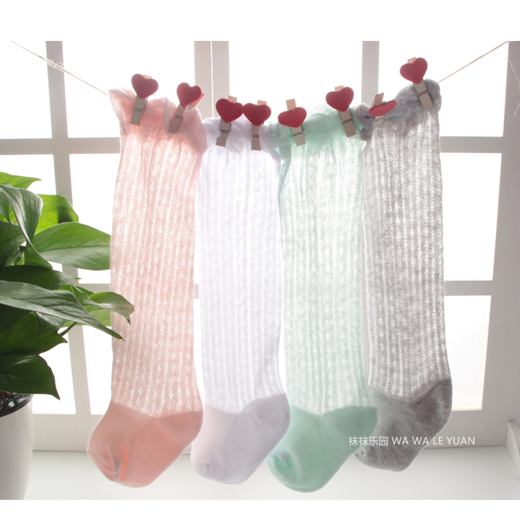 Bé vớ mùa hè siêu mỏng cotton 6-12 tháng nữ vớ em bé mùa hè đặc biệt phần mỏng Công Chúa trên đầu gối