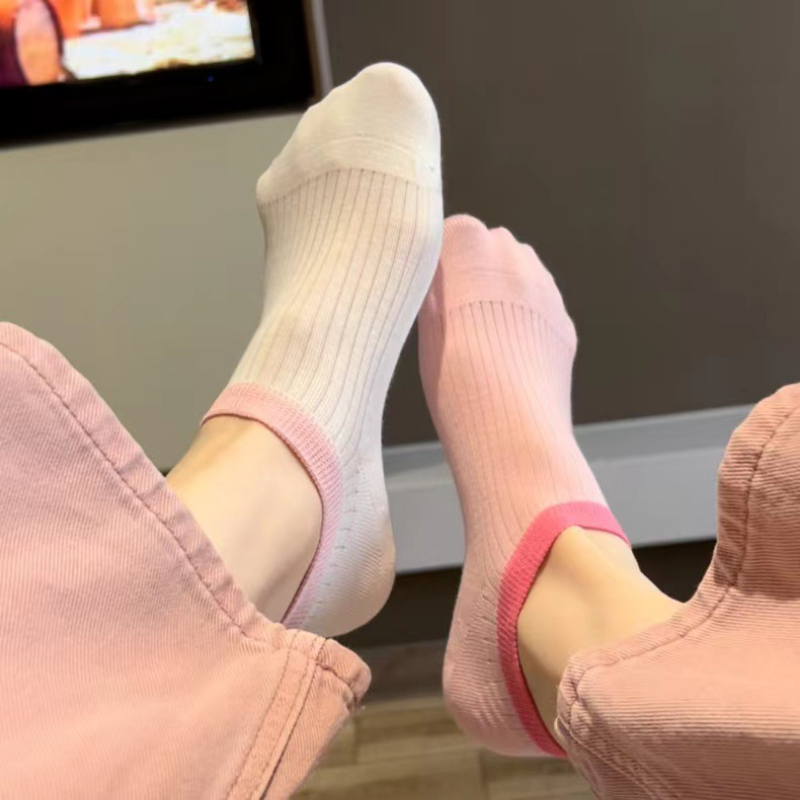 Women's Summer Thin Color-Blocked Seamless No-Show Socks, Sweat-Absorbent, Non-Slip, Comfortable and Versatile for Commuting