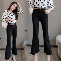 Black pendant professional commuter suit pants womens 2022 spring and summer new all-match high-waisted slim micro-flare nine-point pants