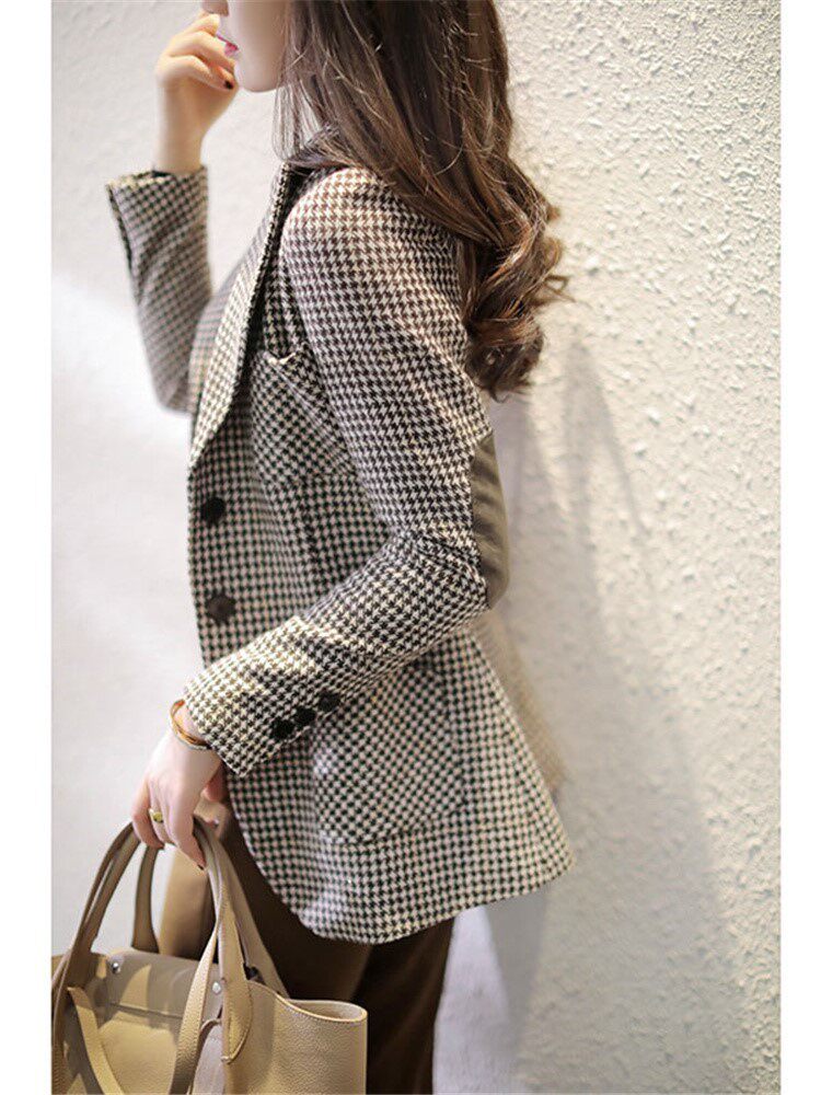 Ladies high-end professional suit jacket women's 2022 autumn and winter new Korean version fashion all-match casual plaid suit