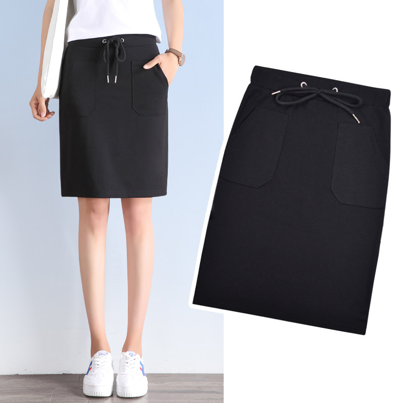 2022 - Summer - Summer - Han Edition of a straight - bodied skirt with a black leisure high waist