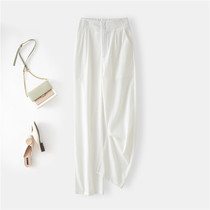 High waist drape ice silk white casual suit pants small Joker chiffon wide leg pants straight mop pants