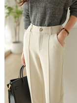 Wool Thickened Casual Western Dress Pants Lady 2022 Autumn Winter New Korean version 100 lap high waist grinding wool commuter Western pants