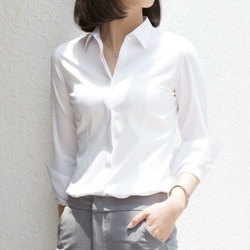 Workplace is dressed long sleeve shirt 2023 Spring and Autumn new Han edition fashion plus wool shirt OL professional shirt