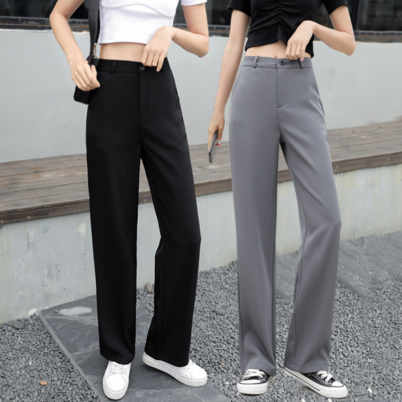 Loose Display Slim Straight Drum Pants Woman 2022 Spring Summer New 100 lap high waist thin section Career pituitary pants Western clothing pants