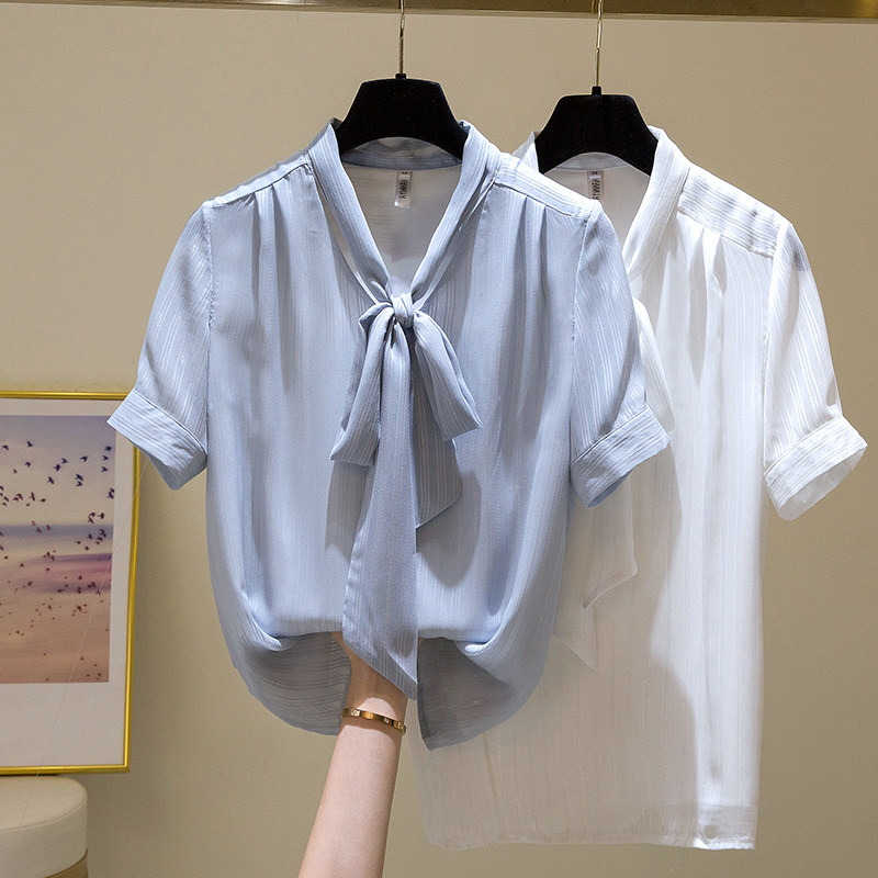 2022 Summer New 100 Hitch Fashion Butterfly Knot Snowspinning Shirt Woman Design Sensation Career OL SLIM TEMPERAMENT SHIRT