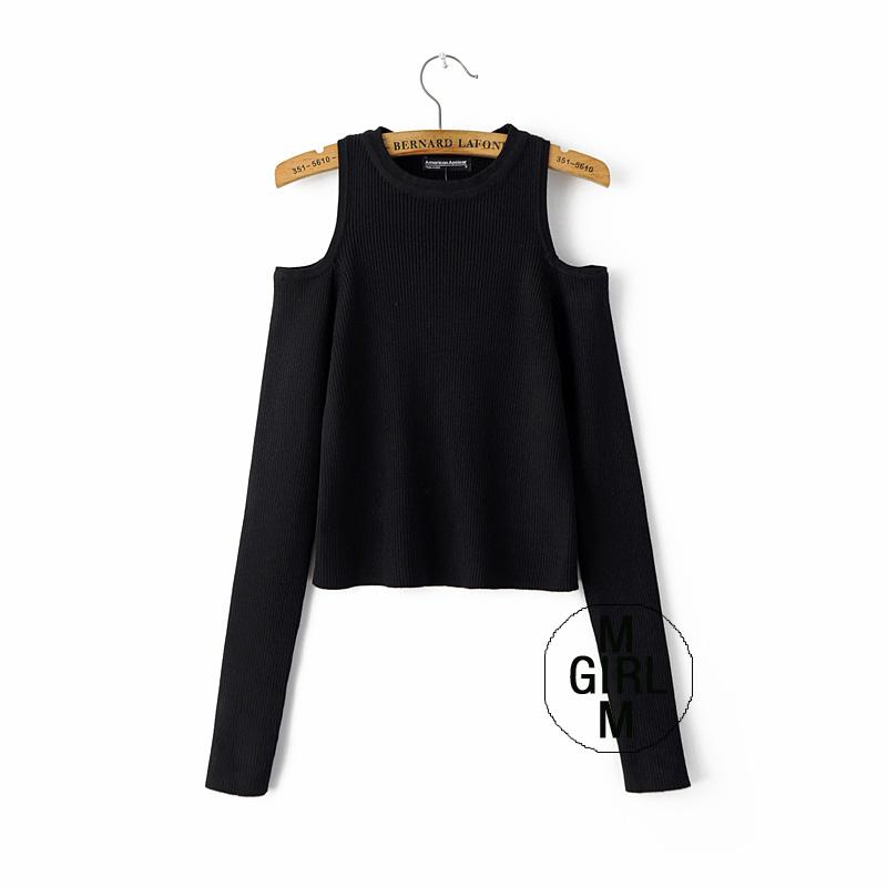Mùa thu châu Âu và Hoa Kỳ bó sát áo len dài tay màu đen bó sát cao eo ngắn của phụ nữ áo khoác cardigan nữ
