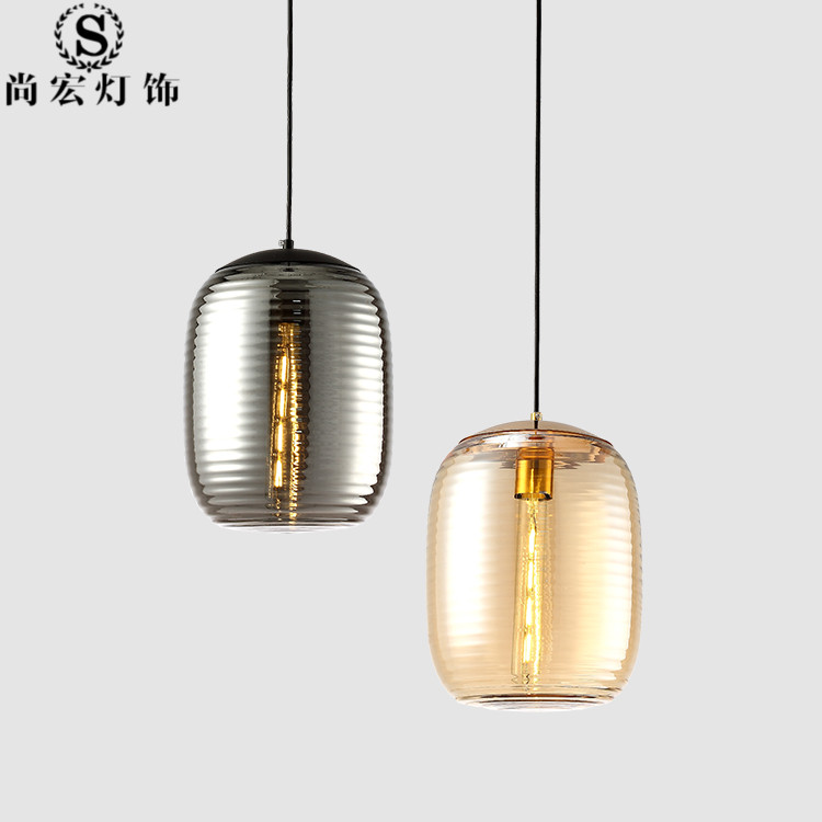 American retro creative personality modern simple Nordic industrial style coffee shop dining room bar glass bedside chandelier