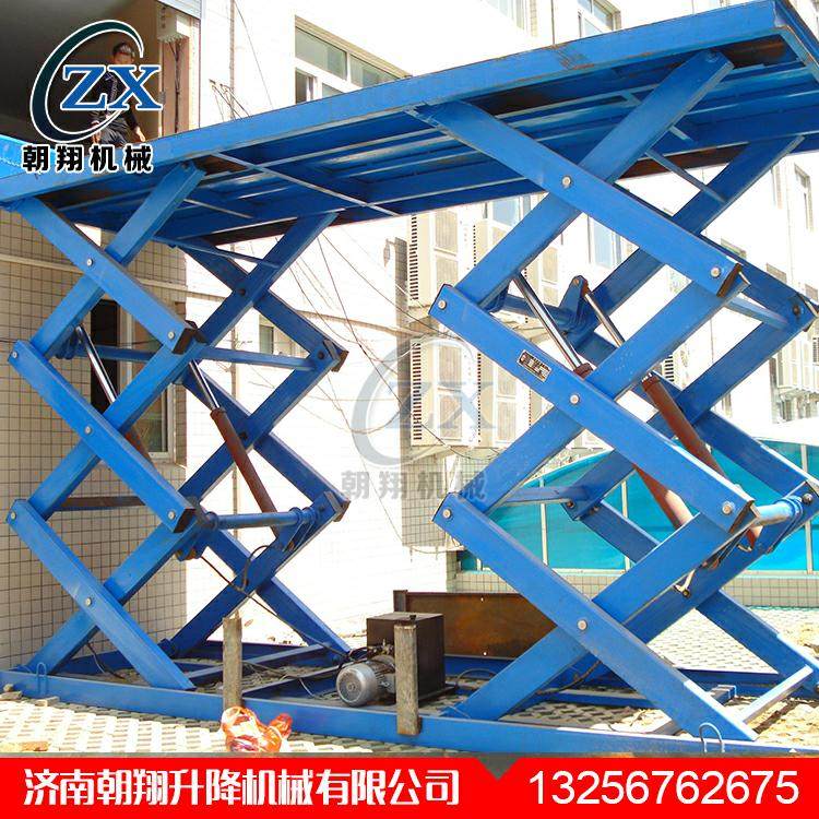 Stationary lift scissor fork-type electric goods loading and unloading goods lifting platform plant simple goods elevator home lift