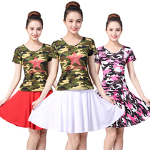  2019 new square dance costume suit summer sailor dance suit female short-sleeved short skirt performance suit performance dance