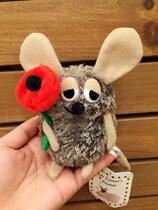 Japanese childrens hand-painted book vole with flowers Afo Hamster plush toy pendant