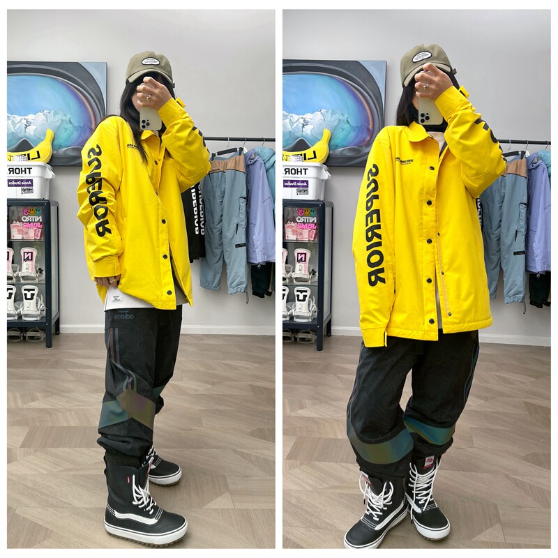 John Snow Veneer Double Board Men And Women Ski Suit Flat Flower Coaching Jacket Cardiovert Cotton Waterproof Windproof