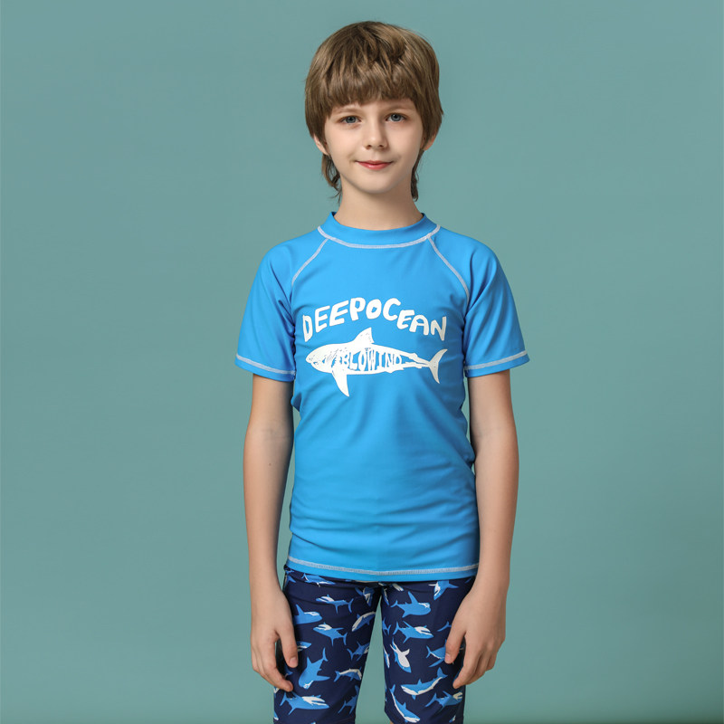 Blowind Children Swimsuit Boy Sun Protection Against UV Short Sleeve 2020 Shark Two Style Quick Dry Beach Swimsuit Holiday