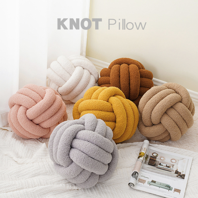 ins Internet-Famous Knot Pillow, Sofa, Living Room, Bedside Cushion, Knotted Ball, Woven Cord, Nordic Decorative Pillow