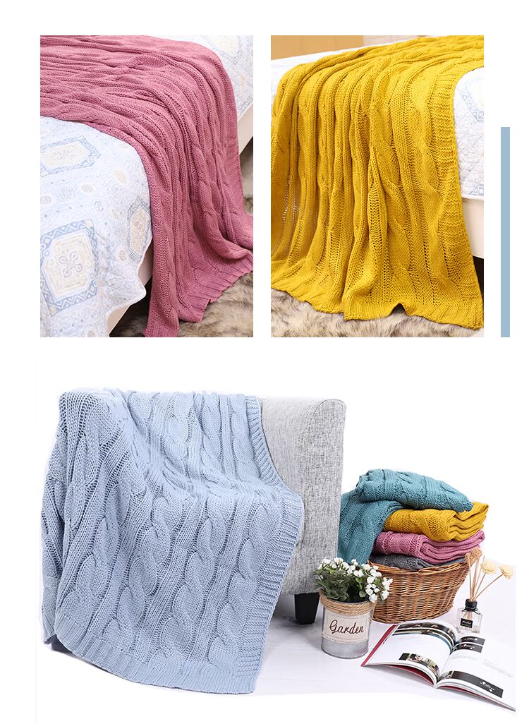 đan nordic màu rắn xoắn hoa trang trí sofa chăn khăn mền giải trí chăn chân giường để nhậm chức chăn mền chăn len - Ném / Chăn giá chăn lông