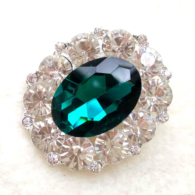 Thời trang cổ điển hình bầu dục sapphire trâm ruby ​​rhinestone trâm cài phụ kiện quần áo pha lê trâm khóa trang trí