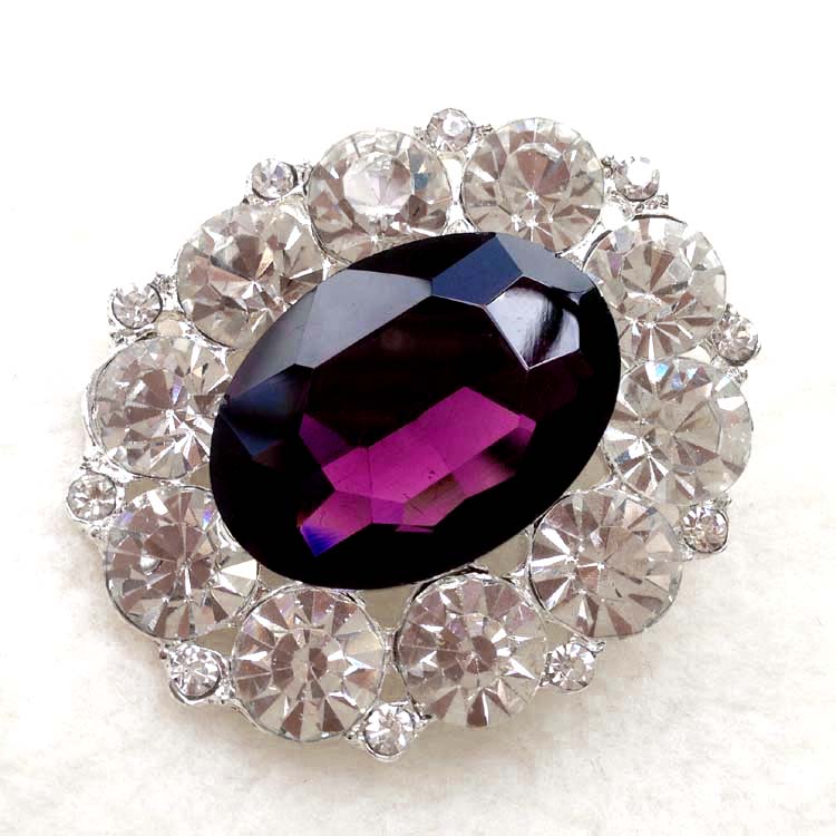 Thời trang cổ điển hình bầu dục sapphire trâm ruby ​​rhinestone trâm cài phụ kiện quần áo pha lê trâm khóa trang trí ghim cài áo PNJ