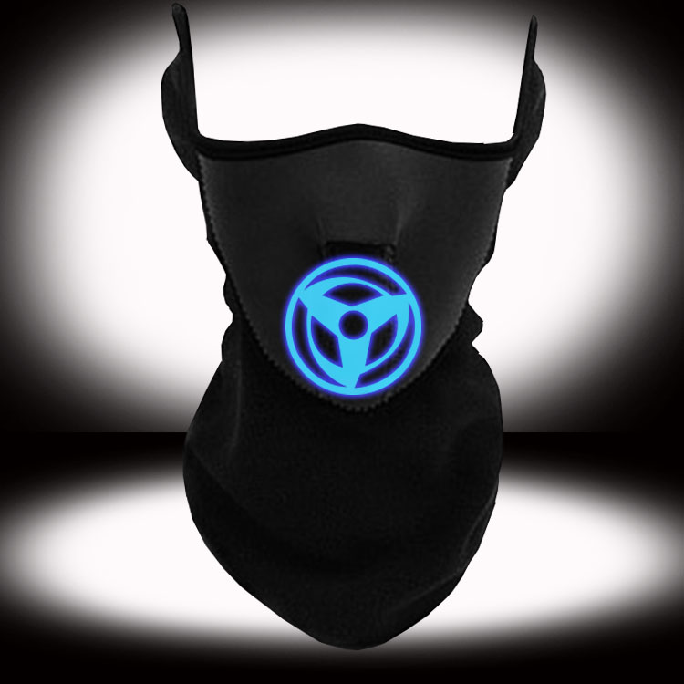 Anime surrounding luminous mask neck protection mask tide writing wheel eye Kakashi cos surrounding windproof riding mask male