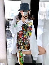 European goods large version soversize loose lazy wind sweater womens long-sleeved thin Korean top 2021 early autumn ins