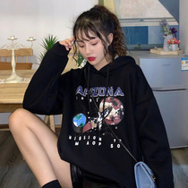 Sweatshirt womens ins superfire Korean version of the ocean air relaxed even cap sleeve head lazy and velvety 2020 autumn winter new blouses
