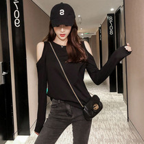 Eurostock Shoulder Sexy Long Sleeve T-shirt Woman 2021 springnet red ins overfire to build a blouse in the undershirt