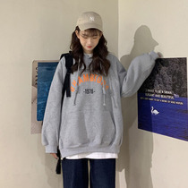 Eurostock Large Edition Fried Street with Hood Sweatshirt Woman Loose Korean version Garvelour thickened with 100 hitch blouse in overfire