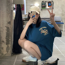 European Station Short Sleeve T-shirt Woman 2021 New easing medium Long paragraph foreign air pure cotton undercoat Disappearing Blouse Chauchsia