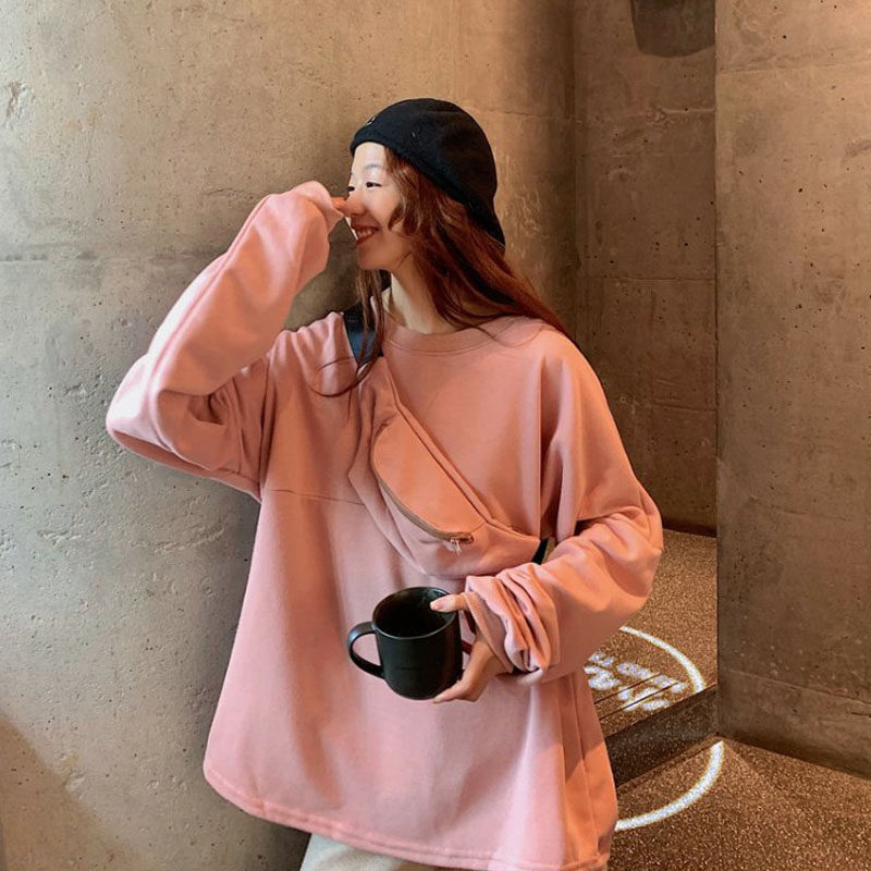 Eurie grand size necropstick women's spring and autumn slim 2020's new loose, lazy breeze with long version of blouses overfire