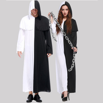cosplay adult male black and white impermanence ghosts poor performance costume Halloween couple female ghost make wizard gown costume