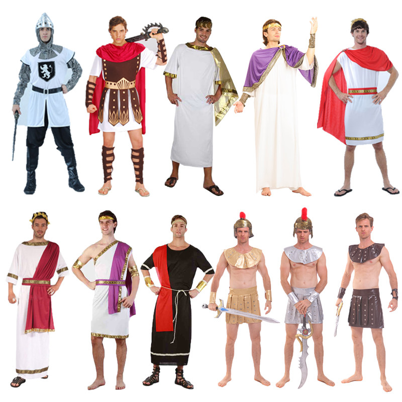Cosplay adult male ancient Roman Spartan warrior gladiator clothes ancient Greek goddess robe cloak