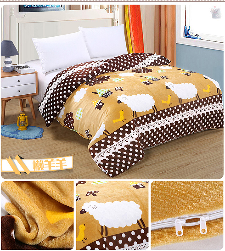 San hô nhung flannel quilt đơn mảnh mùa thu và mùa đông 1,5 m 1,8x2.0 m Falai nhung quilt sinh viên ký túc xá đơn 	chăn phao siêu ấm	