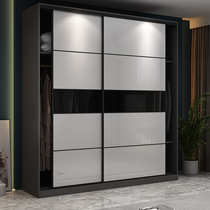 Push Ramen Wardrobe Minimalist Modern Moving Door Nordic Cupboard Glass Home Bedroom Bright White Overall Big Closet