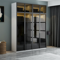 Nordic sliding door wardrobe modern minimalist bedroom locker tempered glass plate simple sliding door wardrobe