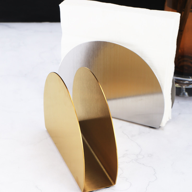 Nordic ins Golden vertical semi-circular stainless steel tissue rack dining room cafe hotel table LOGO customization