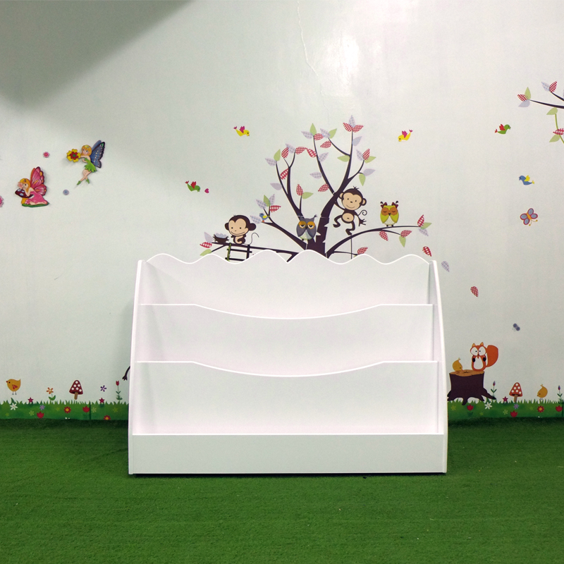 Byers new kindergarten children's white paint simple baby floor-to-ceiling cartoon book newspaper picture book rack