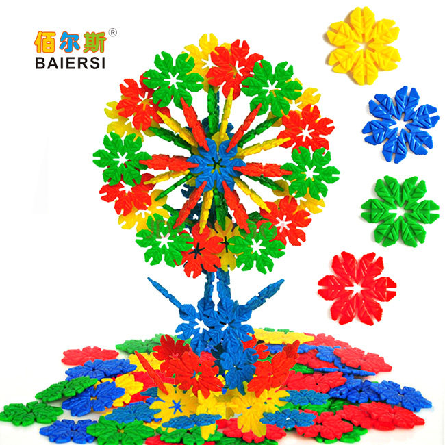 Bai Ersi Preschool Education Hot Selling Kindergarten Children's Educational Desktop Toys Snowflake Pieces Pieces Assembled Building Blocks Large Particles