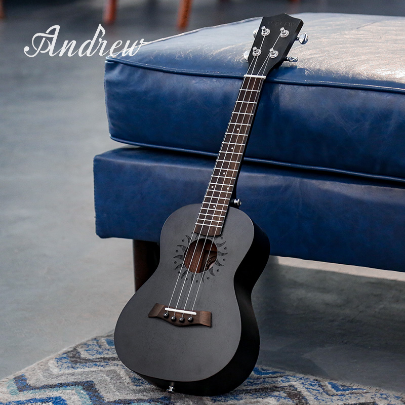 Andrew Andrew 23 inch mahogany ukulele student is new to ukulele black little guitar