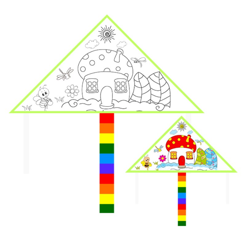 潍坊风筝diy风筝空白手工绘画自制风筝教学填色涂鸦DIY手绘风筝-实得惠省钱快报