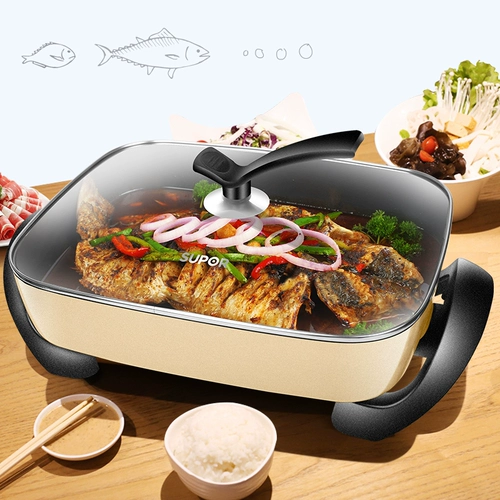 Supor Doro-Function Electric Hot Pot Electric Hot Hot Hot Pot 8-10 человек используют электрический жареный вок, не внедорожный горшок с электрической плитой на гриле на гриле.