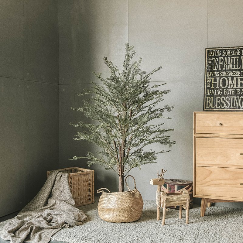 Artificial plant decoration yew tree green plant Large fake tree potted living room office Floor-to-ceiling bonsai potted plant