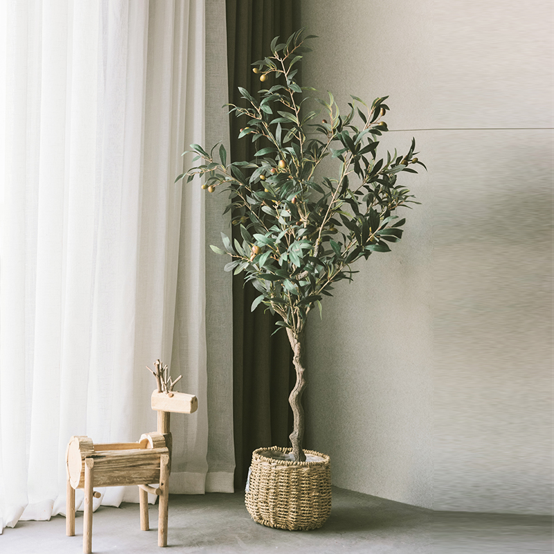 Simulation plant Decorative Oil Olive Grove Potted green plant Indoor Stick Candy Emulation Tree Nordic Brief Wind Fake Tree-Taobao