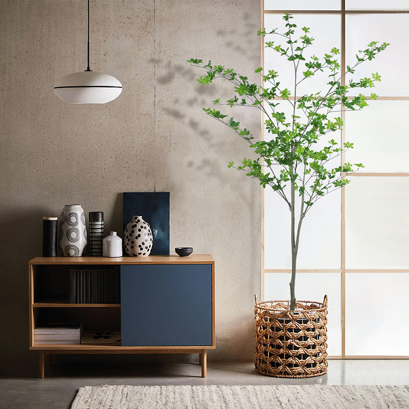 Simulation plant large fake tree Japanese hanging bell horse drunk wood mall indoor living room Nordic wind green plant decoration pendulum decoration