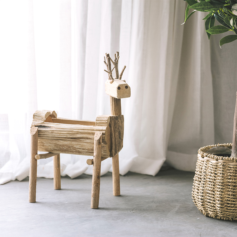 Deer ornaments decorative home accessories Vintage desktop creative furnishings Solid wood wooden bed and breakfast Animal crafts
