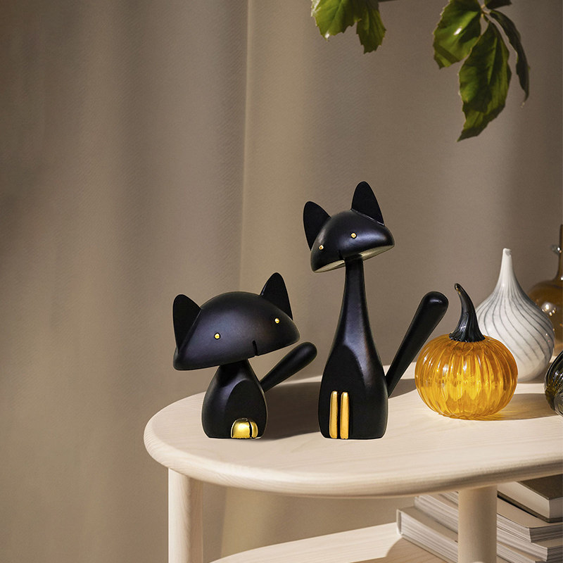 Home Living Room Decoration Black Cat Cartoon Composition Resin Pendulum Accessories Modern SILENT STYLE CREATIVE DESKTOP ANIMAL FURNISHING