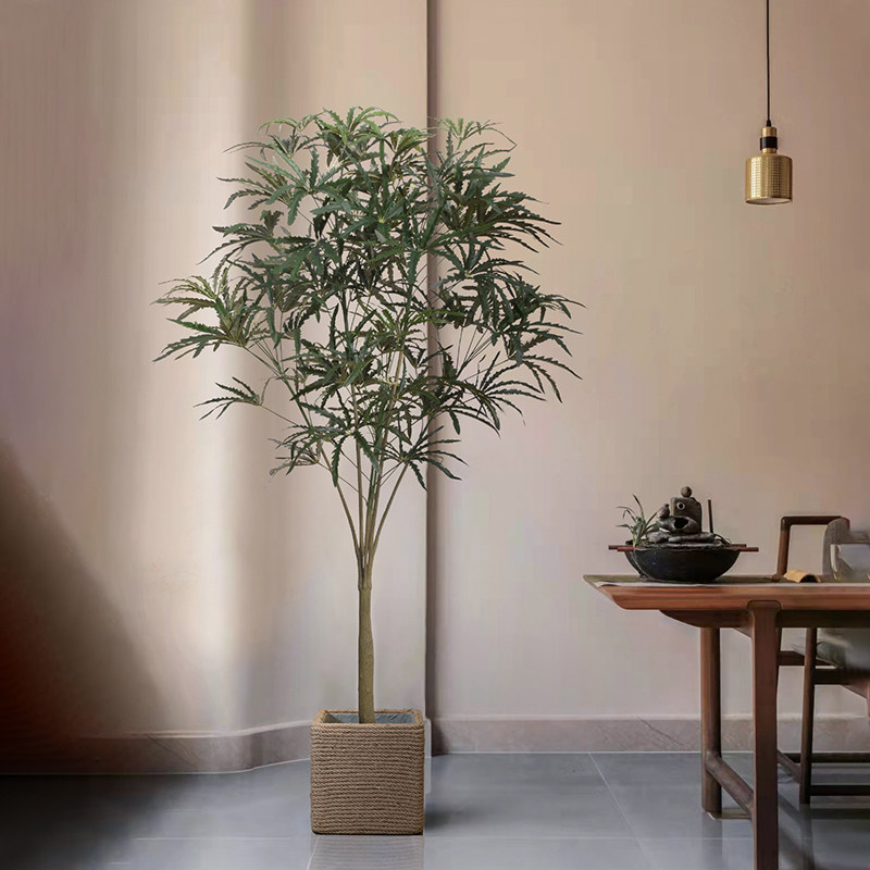 Simulation green plant decoration fake tree retro style peacock wood floor plant indoor living room decoration can be customized