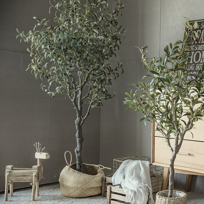 Simulation Green Plant Decoration Olive Grove Fake Tree Potted Rind Retro Wind Indoor Large Living Room Bonsai Nordic Plants