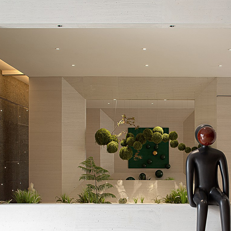 Simulation plant suspended landscaping decoration moss ball-style indoor design space landscape Nordic style green plant-Taobao