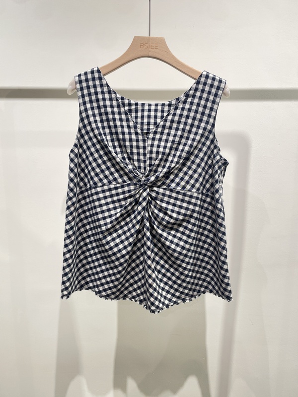 Bense Boutique 2026 Summer New Plaid Reversible Sleeveless Top G0216B01
