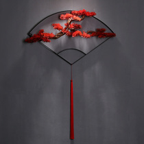 Chinese wall hanging decoration TV background wall porch decoration creative fan iron wall welcoming pine pendant